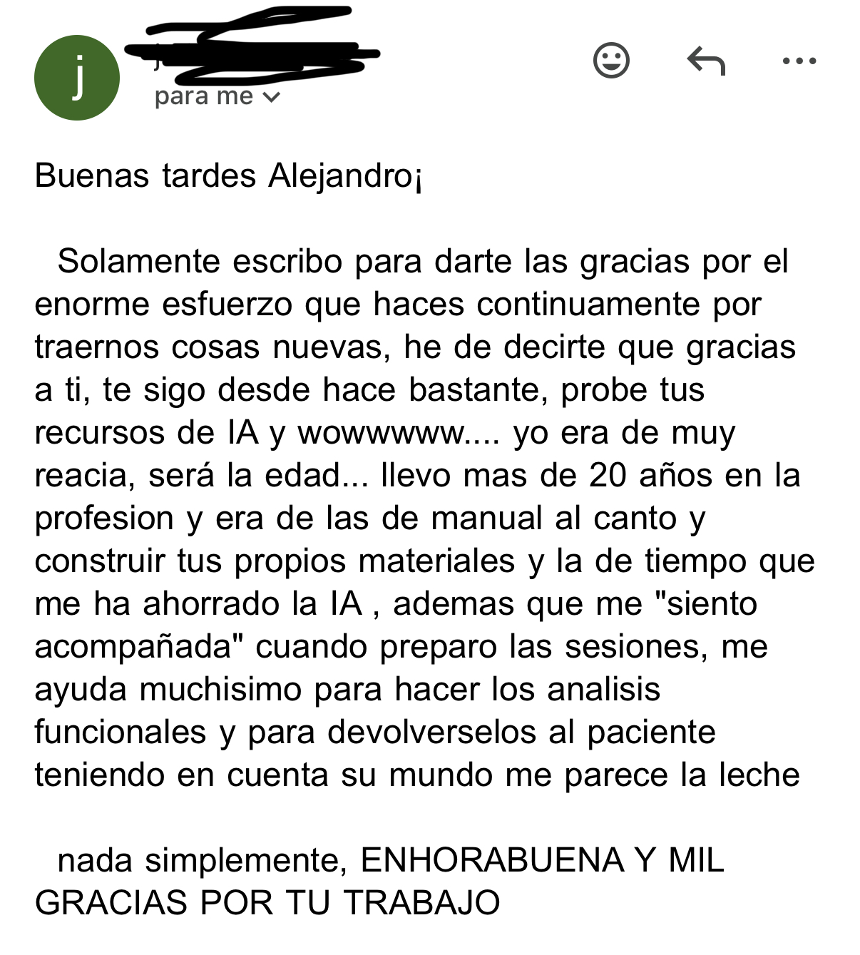 Testimonio de una companera de Refuerzo Artificial